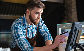 Man looking at computer